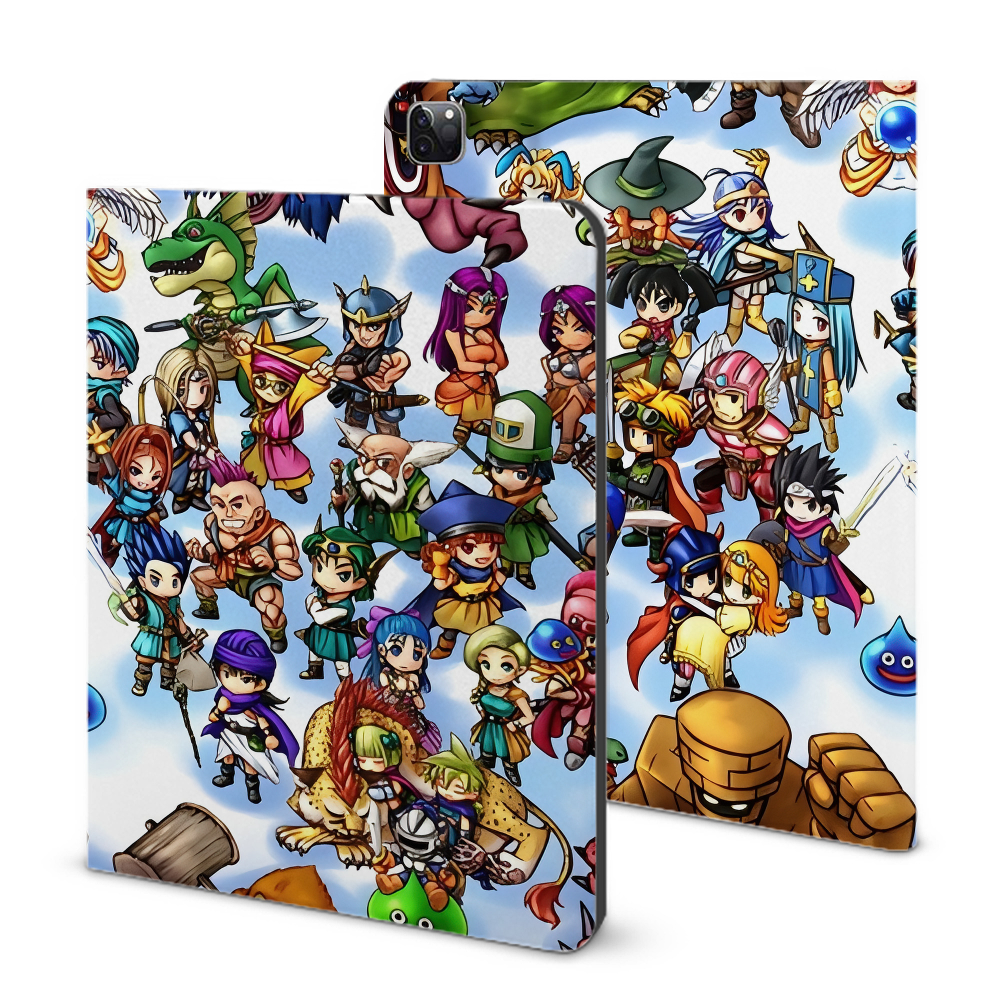 （画像用） ドラゴンクエスト Doragon Kuesuto Dragon Quest IPad ケース ブック型 PUレザー TPU 耐衝撃 軽量 薄型 ペン収納なし 全面保護 IPad 各モデル対応